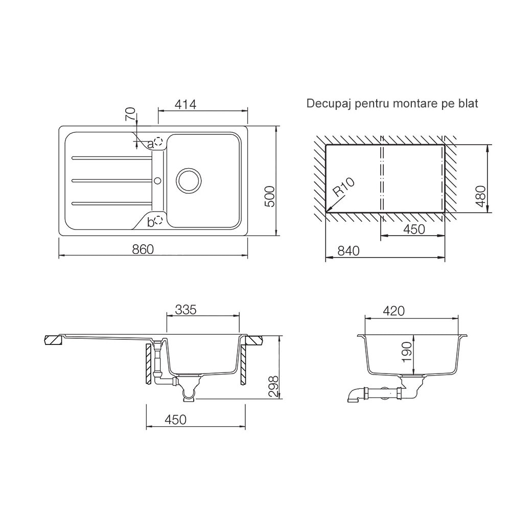 Schock Formhaus D 100 konyhai mosogatótálca 860 x 500 mm és Schock