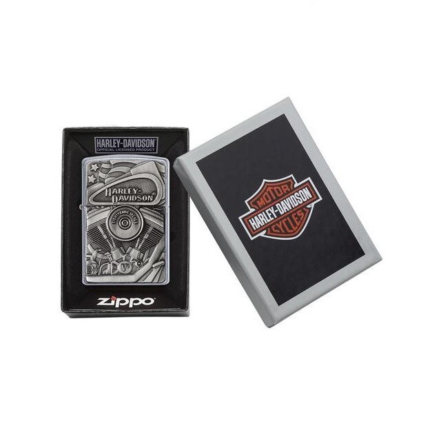 Bricheta Zippo Harley Davidson Engine Emblem Street Chrome Emag Ro