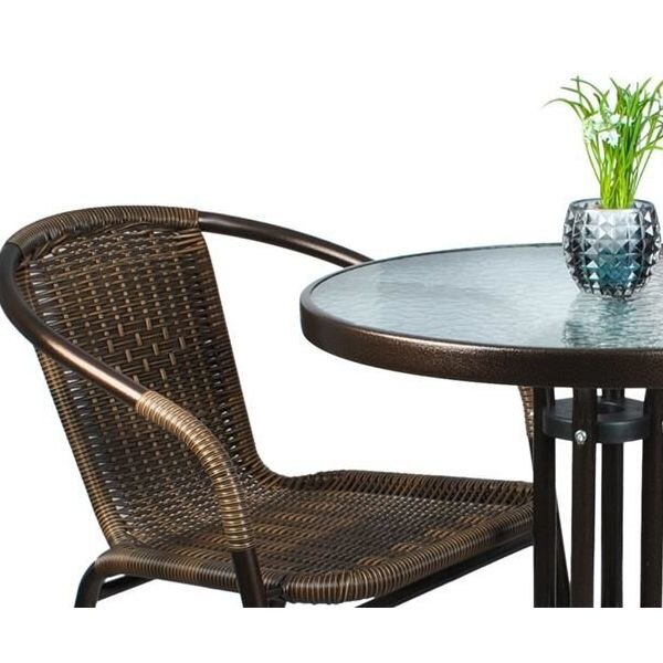 Set Masa Rotunda Scaune Rattan Pentru Curte Gradina Terasa Sau