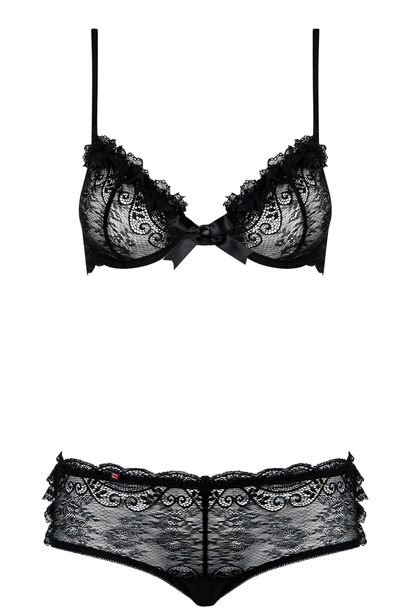 Комплекты Obsessive Peonesia set, Чёрный, S/M Obs_Peonesia set S/M - Obsessive - Эротические комплекты: трусики с поясом - Купить