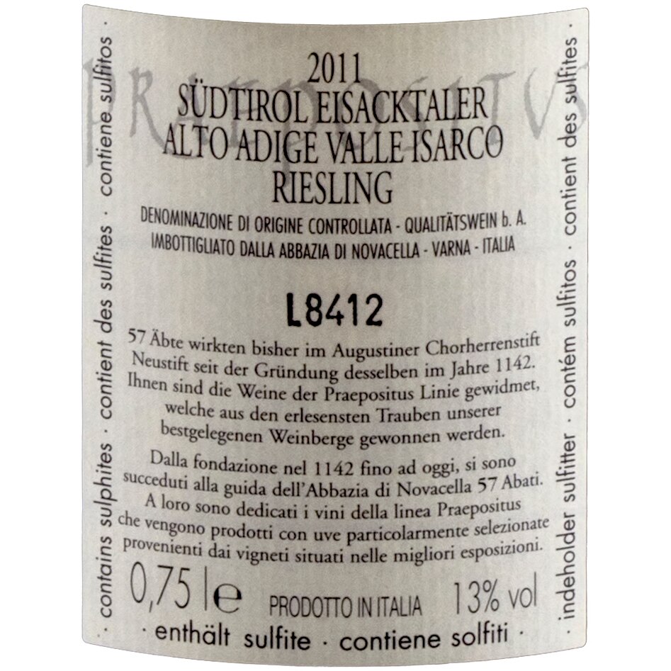 Vin Alb Abbazia Di Novacella Selection Line PRAEPOSITUS RIESLING DOC 0