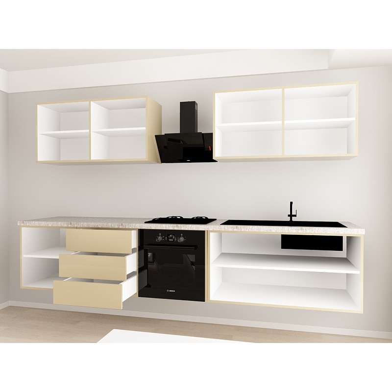 Set Mobila Bucatarie Modulara EVORA 2 MDF CAPPUCCINO Lucios 3 M EMAG Ro