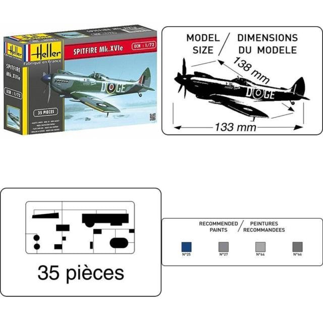 Macheta Aeromodele Heller Supermarine Spitfire Mk Xvie Cu Accesorii