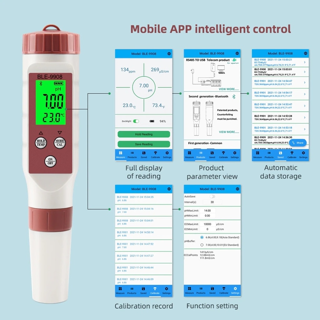 Aparat Digital 4 In 1 BLE 9908 De Masurat PH TDS EC Temperatura