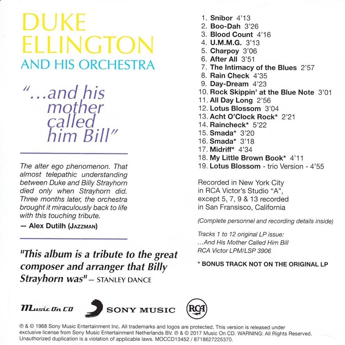 Duke Ellington And His Mother Called Him Bill Cd Emag Ro