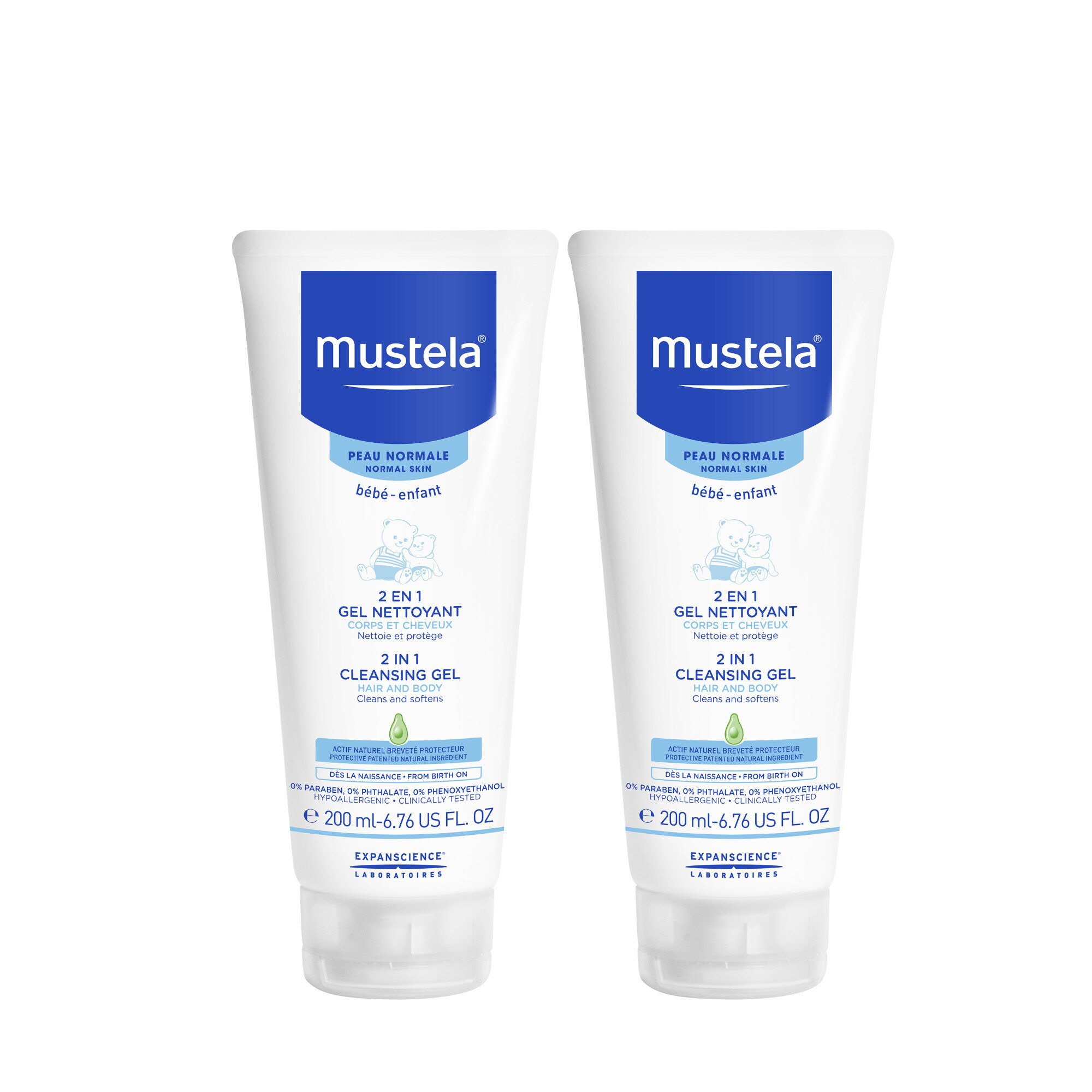 Pachet 2 Bucati Crema De Curatare Pentru Par Si Corp Mustela 2 In 1