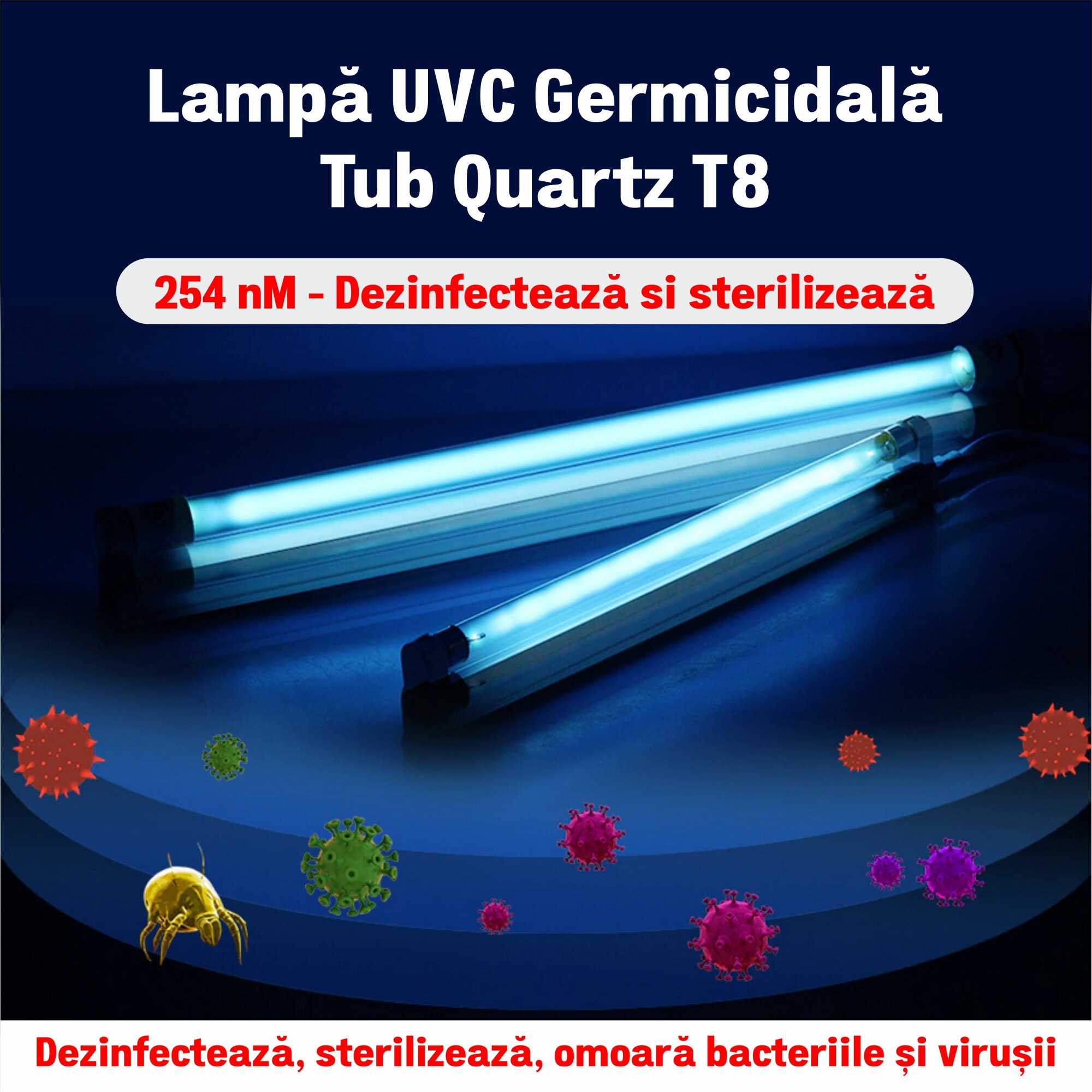 Lampa Uvc W Bactericida Germicidala Sterilizatoare Cu Ozon Alba