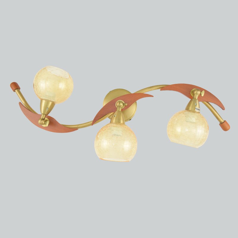 Plafoniera BUSSY LIGHTING 7002 Lemn Metal Finisaj Bronz E14 3x40W