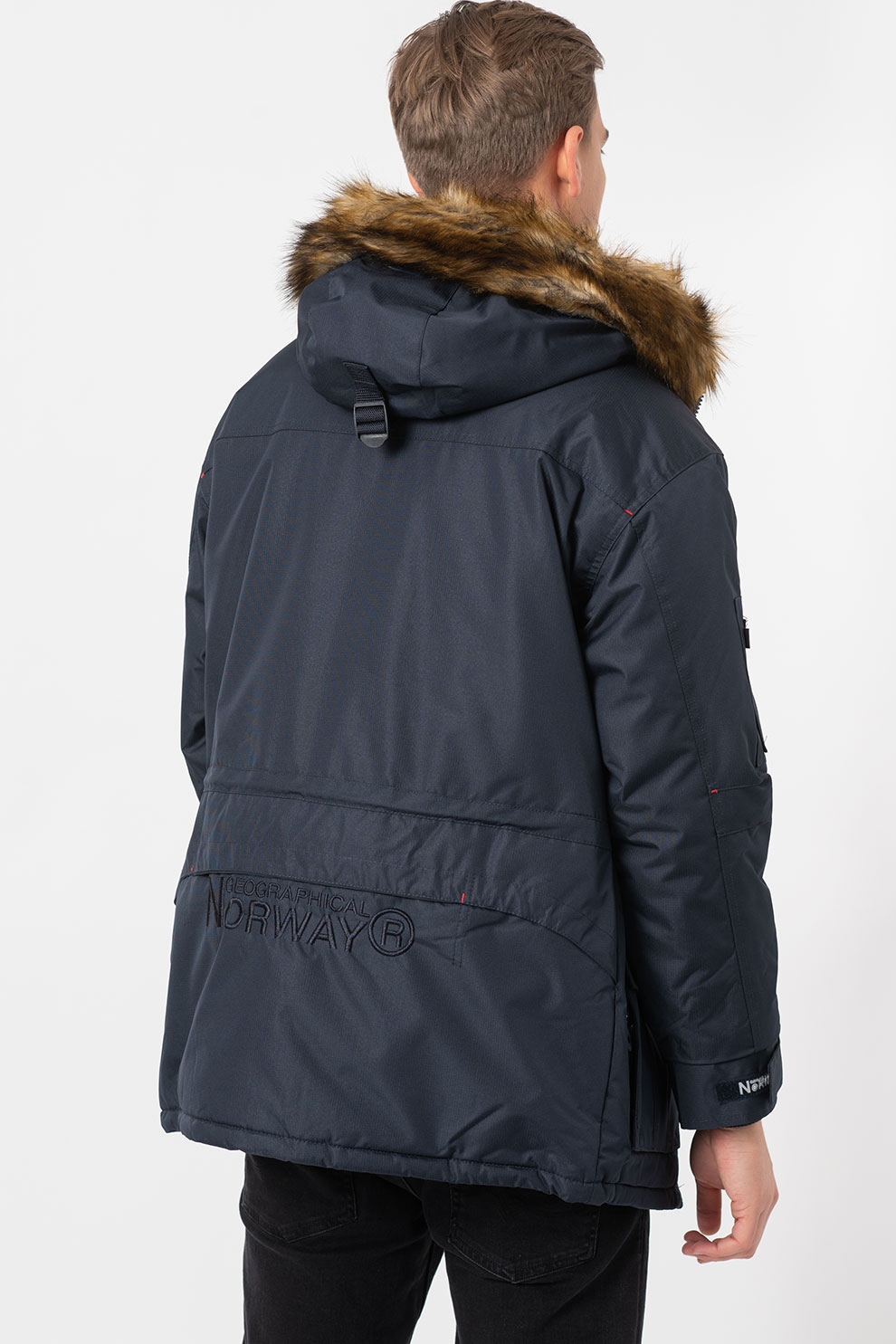 Geographical Norway Geaca Parka Scurta Cu Detaliu Din Blana Sintetica