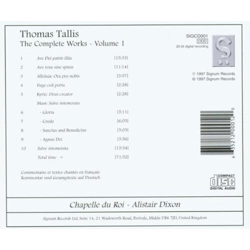 Thomas Tallischapelle Du Roialistair Dixon Tallis The Complete Works