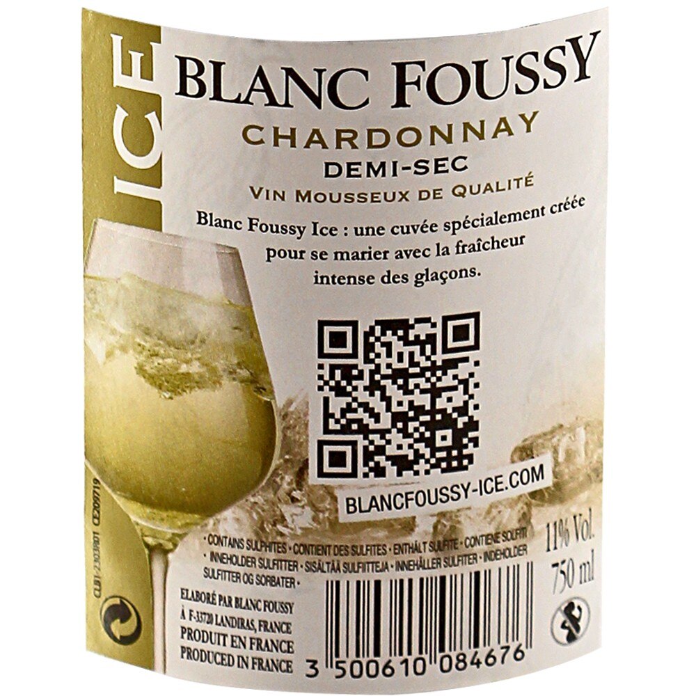 Vin Alb Blanc Foussy Chardonnay Ice Sparkling Demi Sec Emag Ro