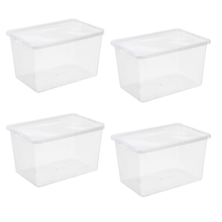 Set Cutii De Depozitare Cu Capac Plastic Transparenta X X Cm