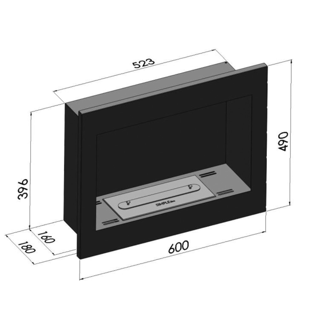 Semineu Infire Frame Cu Bioetanol X X Mm Central Sticla