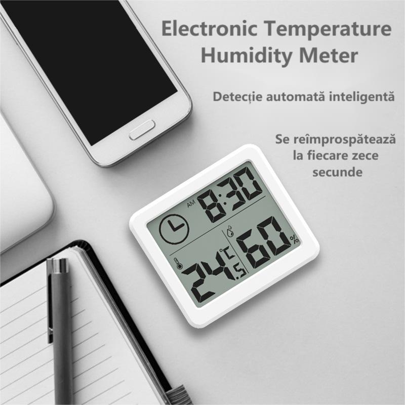 Термометър хигрометър Bluetooth включен LCD дисплей бял eMAG bg