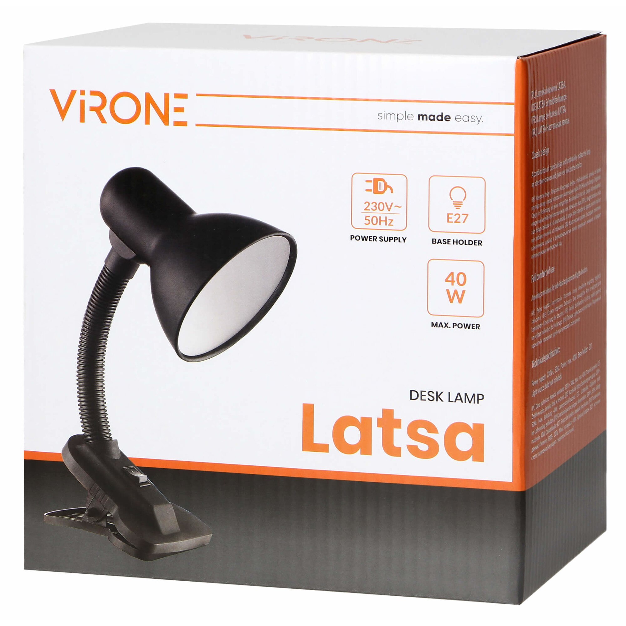 Lampa De Birou VIRONE LATSA DL 3 B E27 40 W IP20 Brat Flexibil Cu