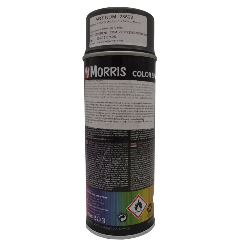 Spray Vopsea Gri Trafic B Ral Lucioasa Morris Ml Acrilica