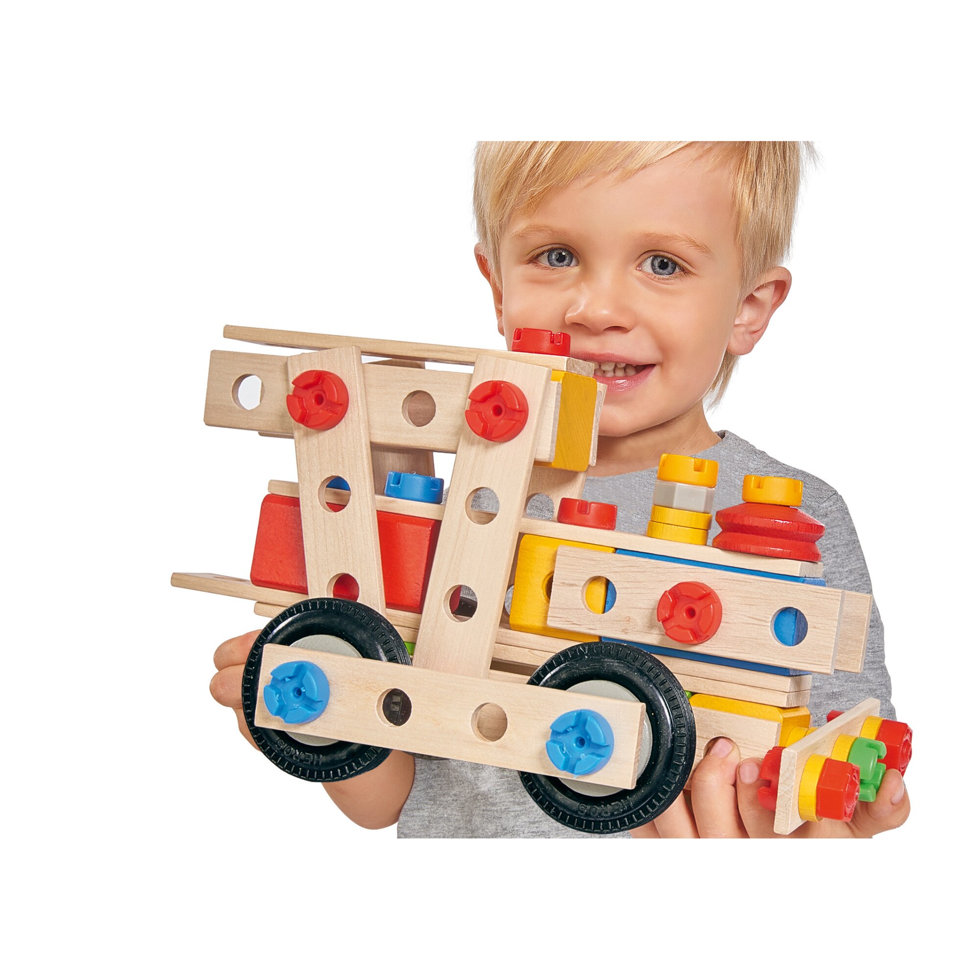 Set De Constructie Eichhorn Heros Constructor Locomotiva Din Lemn