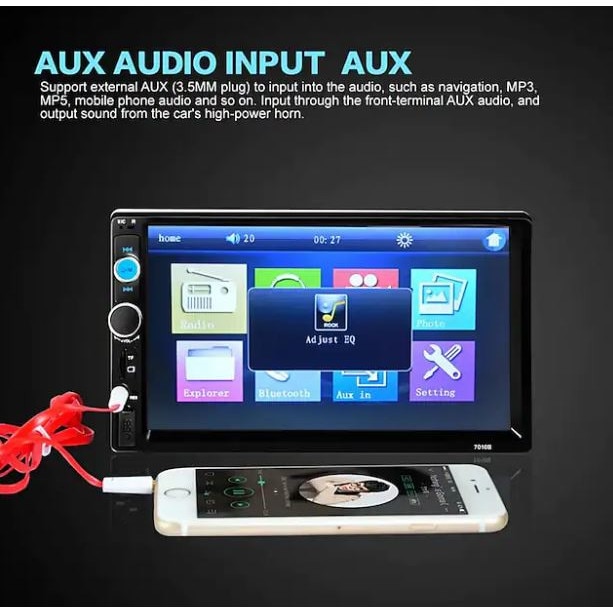 Player Auto 7010B Radio FM MirrorLink Mp5 Bluetooth Ecran 7 SD Card