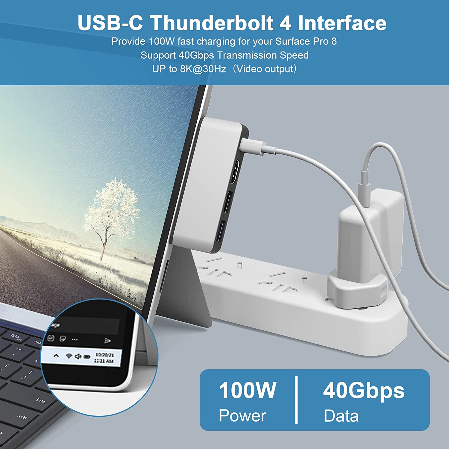 Hub Adaptor Usb C Pentru Surface Pro Cu Usb C Thunderbolt Hdmi K