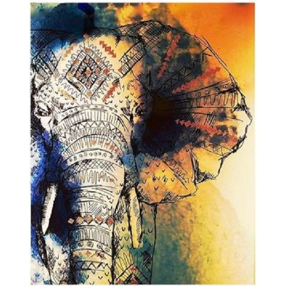 Set Creativ Pictura Pe Numere Elefant African Cu Panza Intinsa Pe