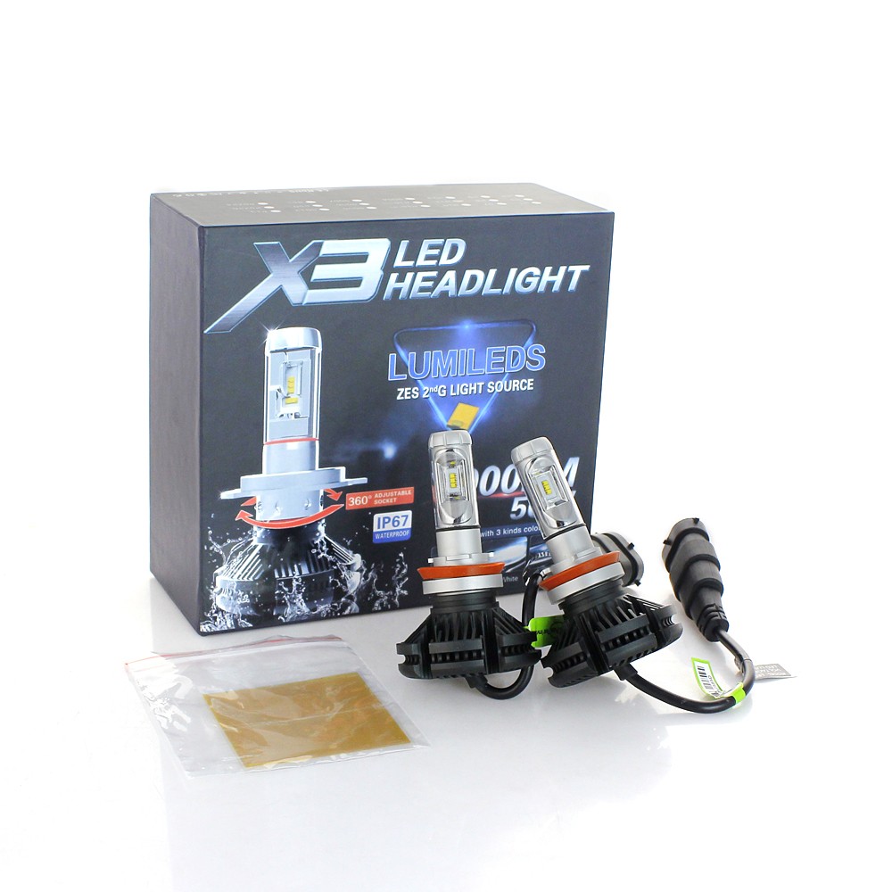 Set 2 LED Uri Auto Techstar X3 H11 H9 H8 25w 3000 Lumeni 3000K