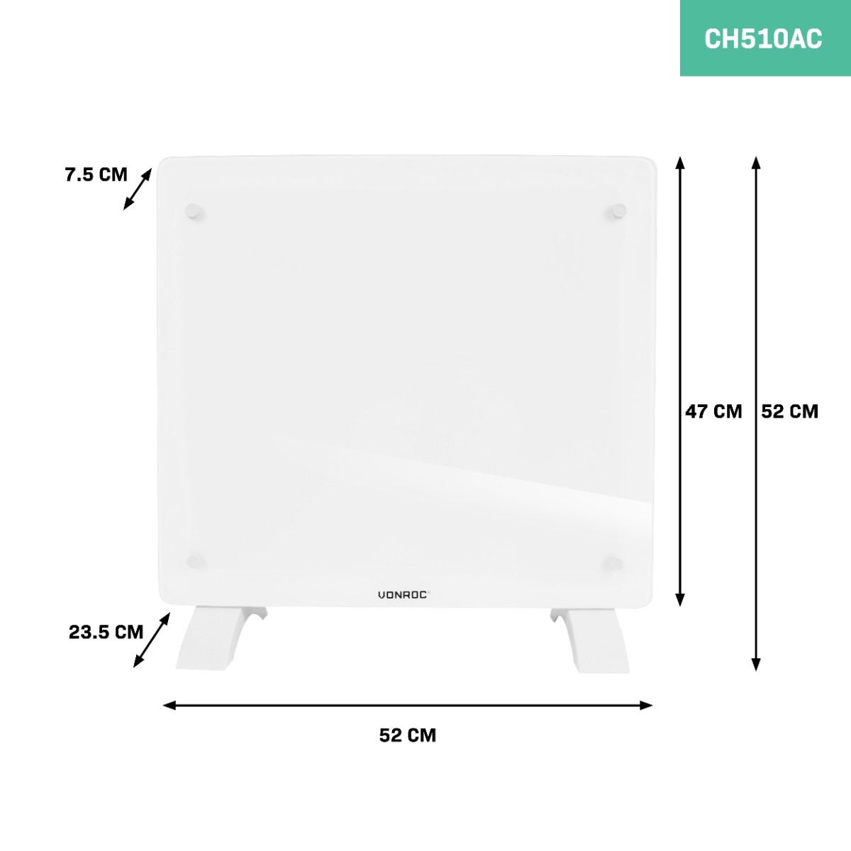 VONROC CH510AC Konvektor üveglappal 1000W fehér WIFI eMAG hu