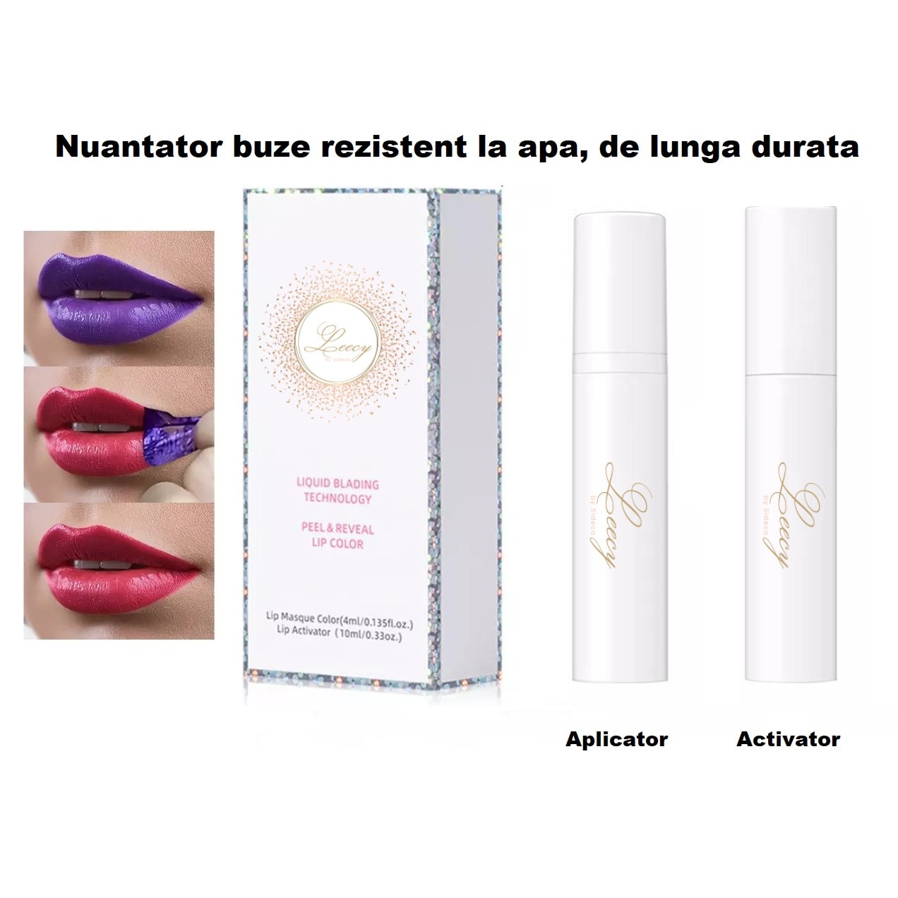 Set Ruj Buze Cu Activator Rezistent La Apa De Lunga Durata Ruby