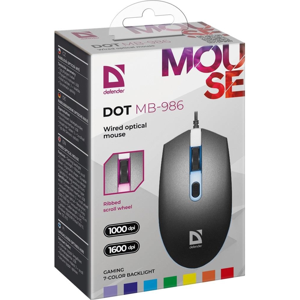 Mouse Cu Fir Usb Defender 1600 DPI Iluminare De Fundal LED EMAG Ro