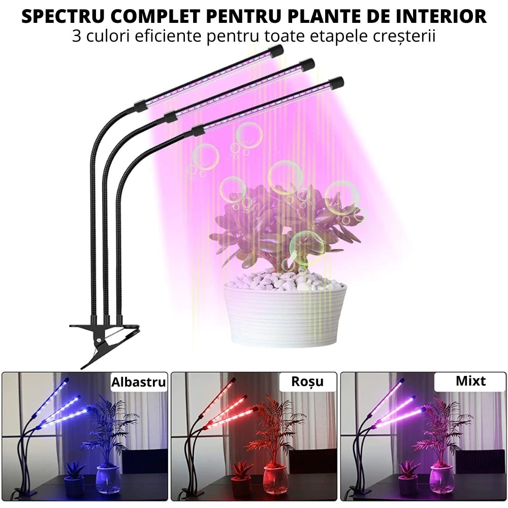 Lampa Uv Pentru Cresterea Plantelor La Interior Cu Brate Reglabile