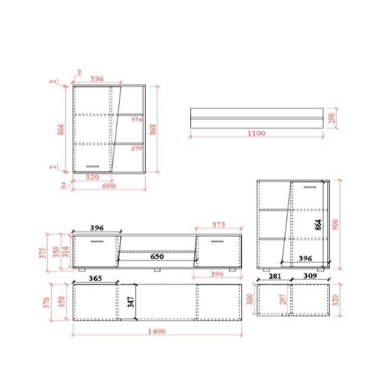 Mobilier Pentru Living Sani Vector 240x37x180 Cm Stejar Wotan EMAG Ro