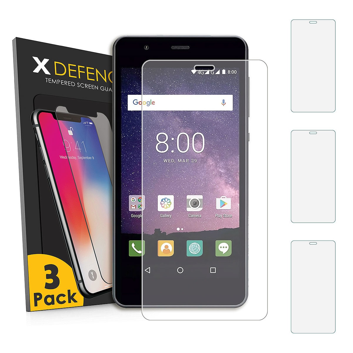 Set 3 Folii De Protectie XDefence Sticla Hibrida Compatibil Cu