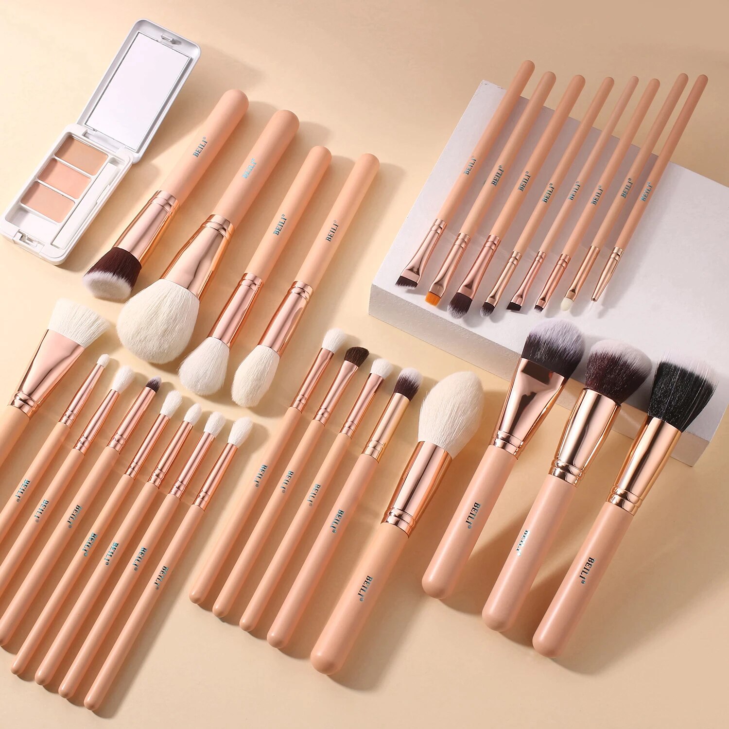 Set Pensule Make Up Beili Pink Rose Gold Par Natural Emag Ro