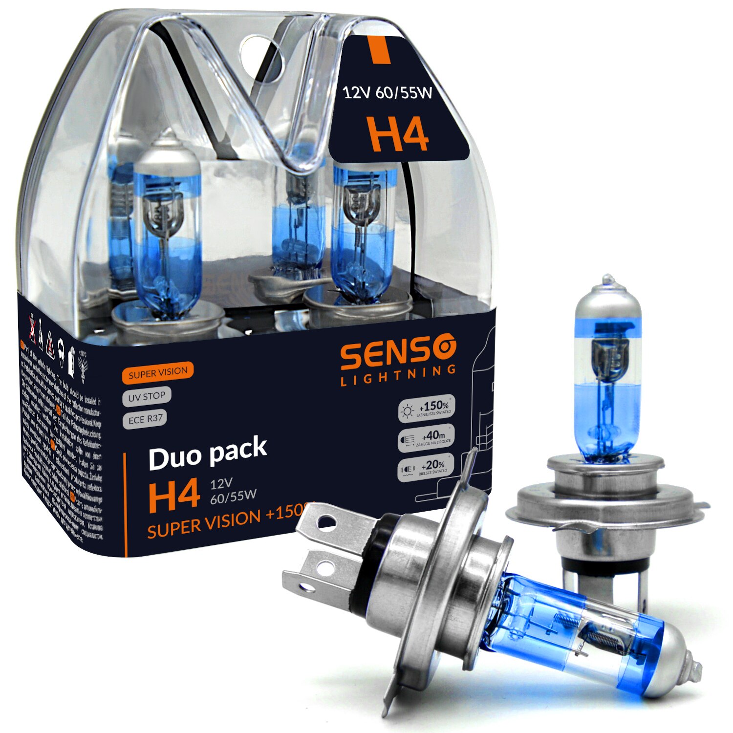 Set 2 Becuri Auto H4 Senso 12V Transparent EMAG Ro