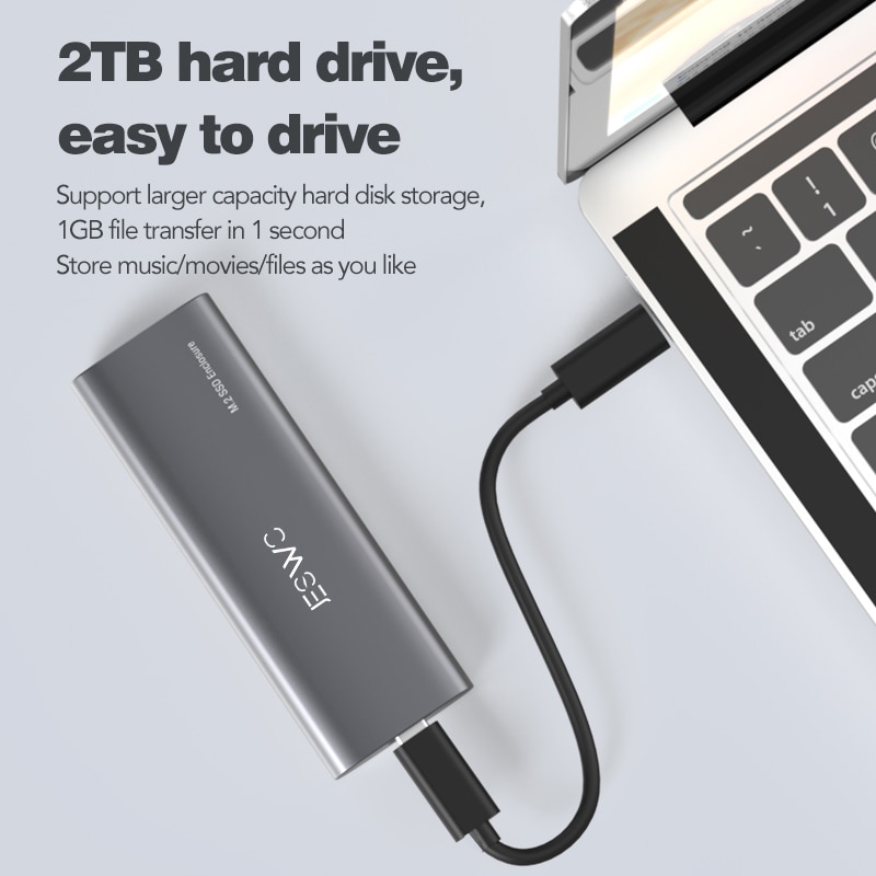 Външен M 2 NVMe SATA SSD корпус JESWO USB C 3 1 Gen 2 10 Gbps USB C