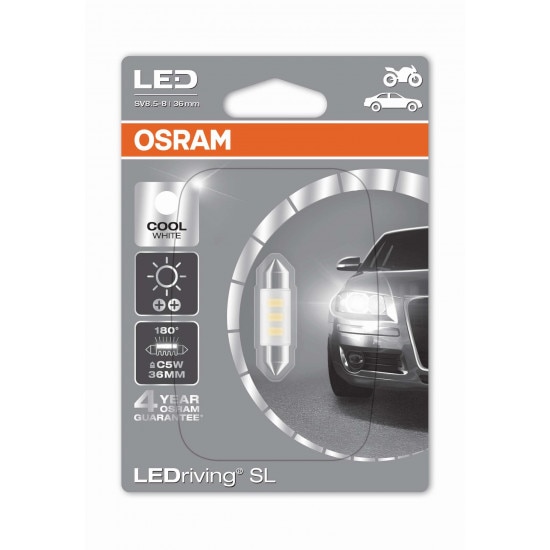 Bec Led Osram Led Cool White C5W 0 5 W 12V SV8 5 8 Festoon 36mm 6436CW