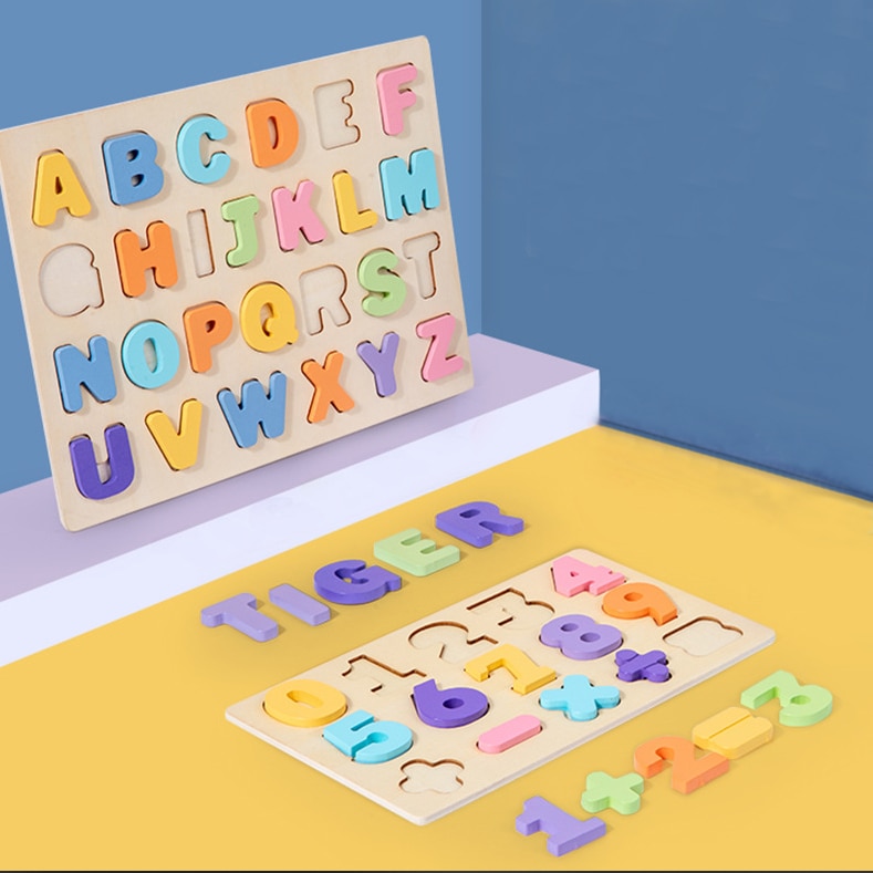 Set Puzzle Uri Din Lemn Ronyes Abc Alfabetul Number Shape