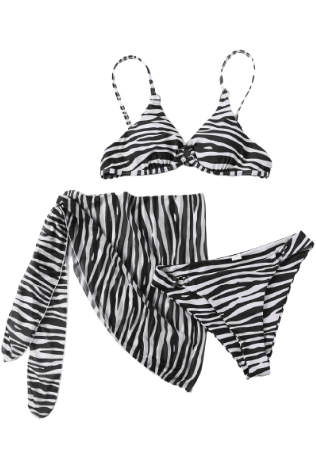 Costum De Baie Dama Party Chili Piese Bikini Imprimeu Zebra