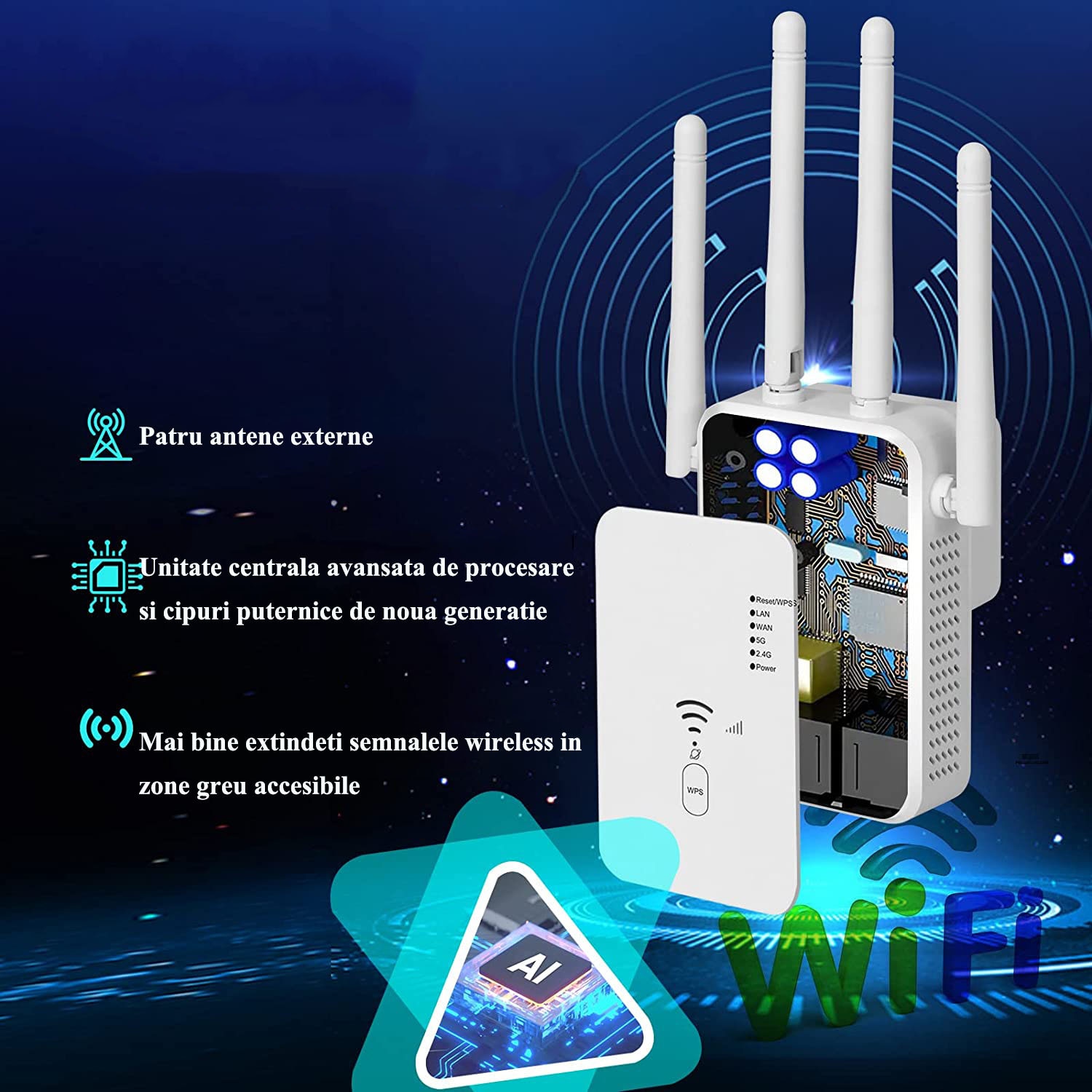 Amplificator Semnal Wireless Vaxiuja Range Extender Retea Wifi