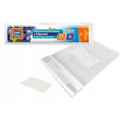 Set 25 Pungi Pentru Congelator Ravi Polietilena 27x30cm 3L