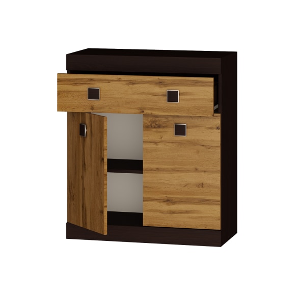 Comoda Sonata 4 Everest Wenge Inchis 93 X 80 X 38 Cm Stejar Auriu