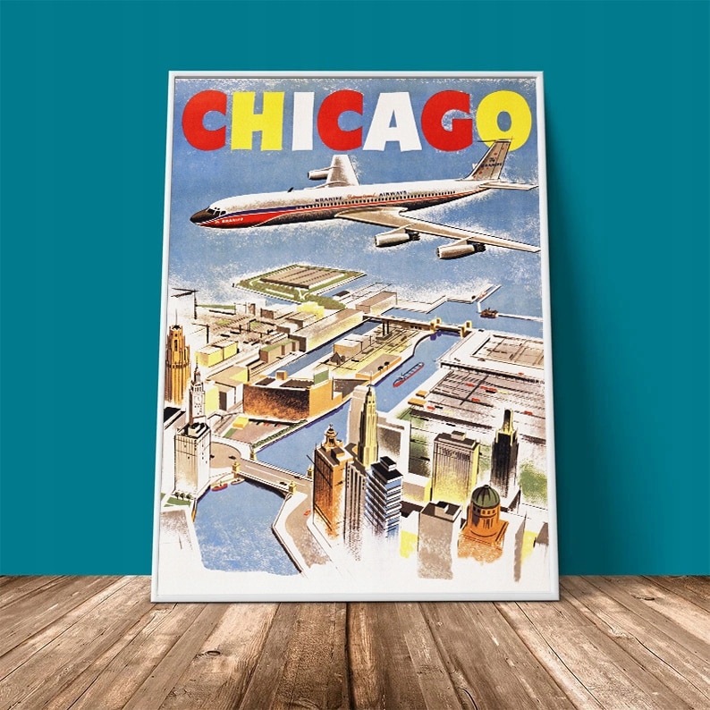 Poster De Calatorie Chicago Usa Vintage A Plane Emag Ro