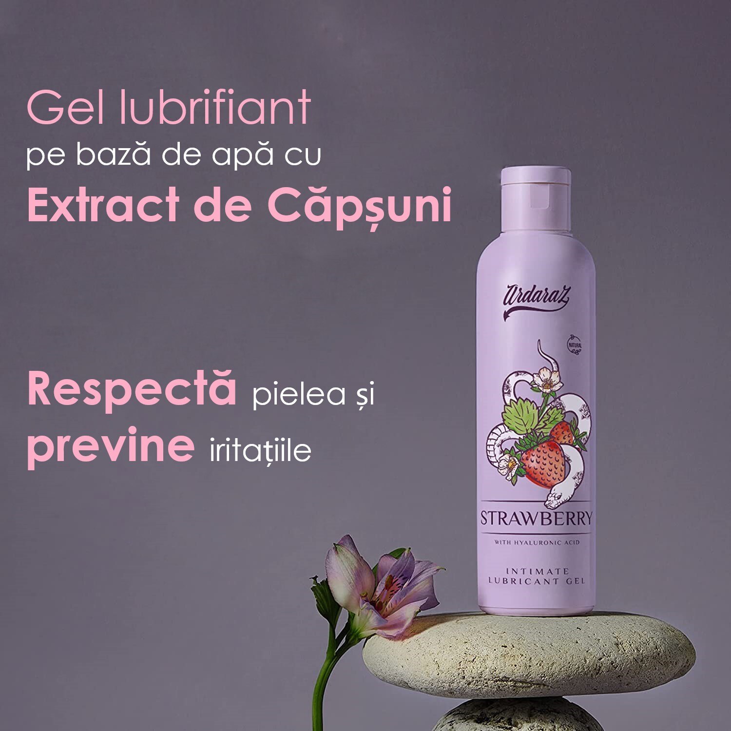 Gel Lubrifiant Pe Baza De Apa Cu Aroma Capsuni Si Extract De Acid