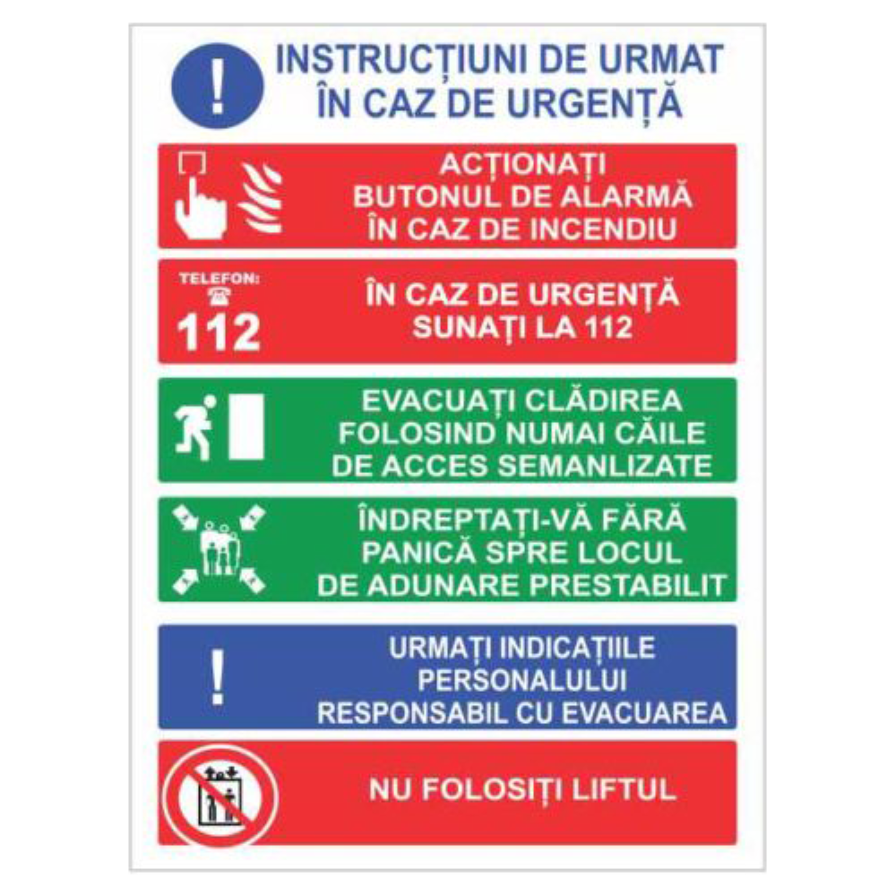 Sticker Decorativ Indicator Instructiuni De Urmat In Caz De Urgenta