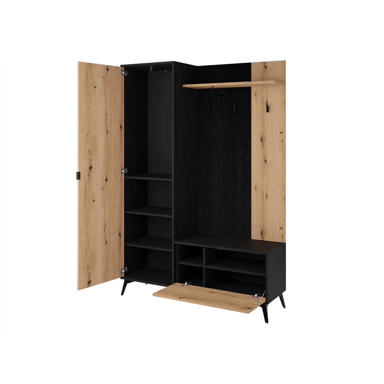 Mobilier Pentru Hol Namiro Negru Stejar Evoke 134x197x39 Cm EMAG Ro