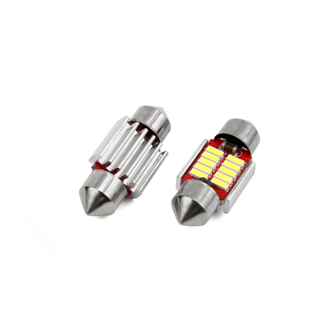 Set Becuri Auto Amio Cu LED Canbus Sofit C5W 10 SMD 31mm Alb 12 24V