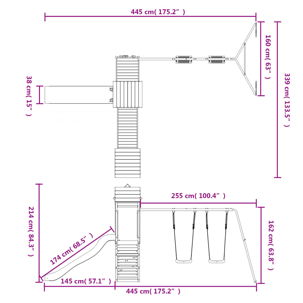 Set De Joaca Pentru Exterior VidaXL Lemn De Pin Impregnat 445 X 339 X