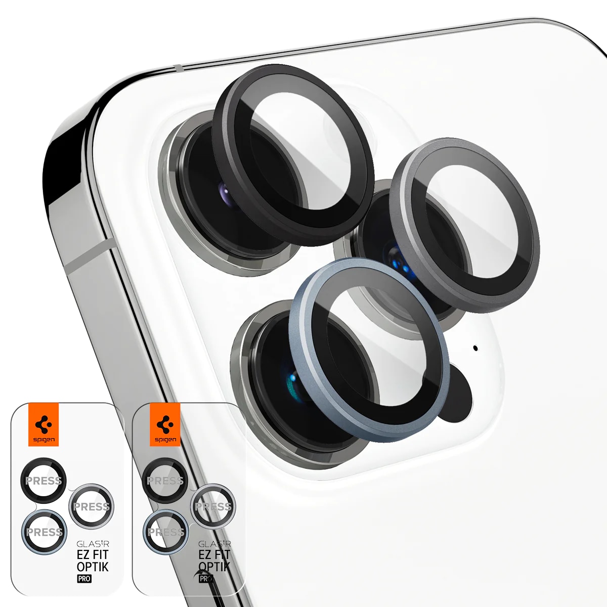 Set Protectii Sticla Camera Foto Spigen Optik Ez Fit Compatibil Cu