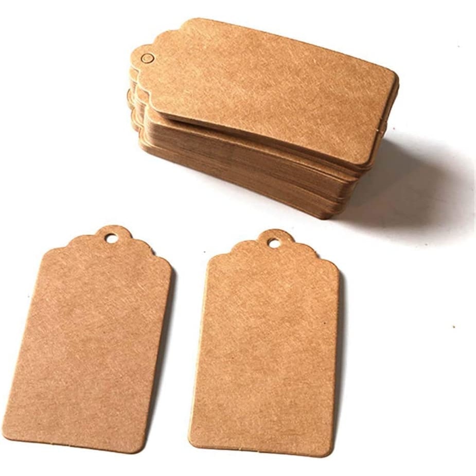 Set 100 Etichete Sfoara Cadouri Hartie Kraft 3 X 5 Cm Maro EMAG Ro