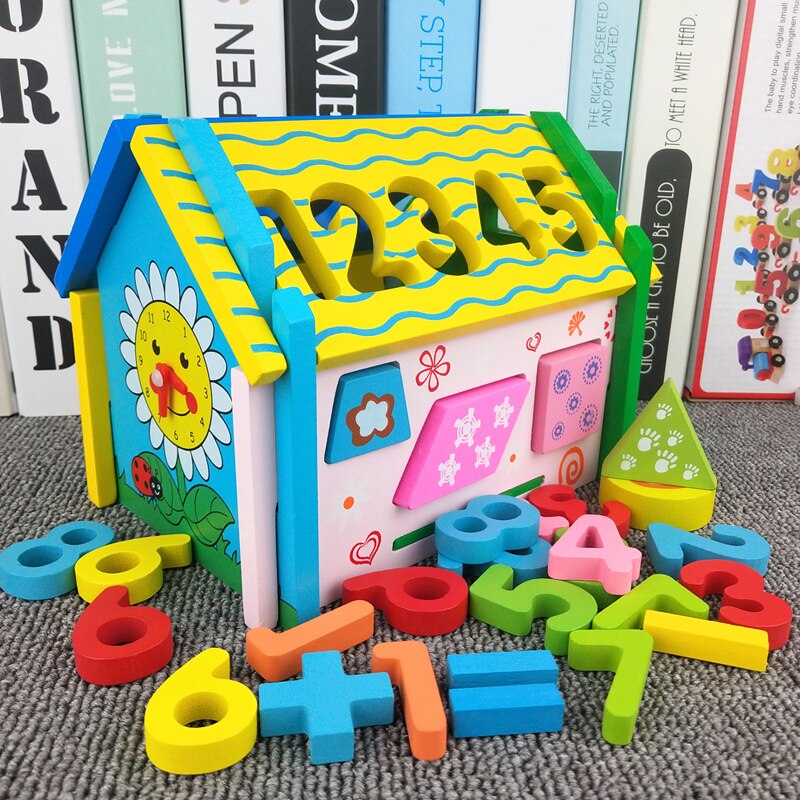 Casuta Din Lemn Cu Cifre Tip Puzzle Jucarie Educativa Montessori