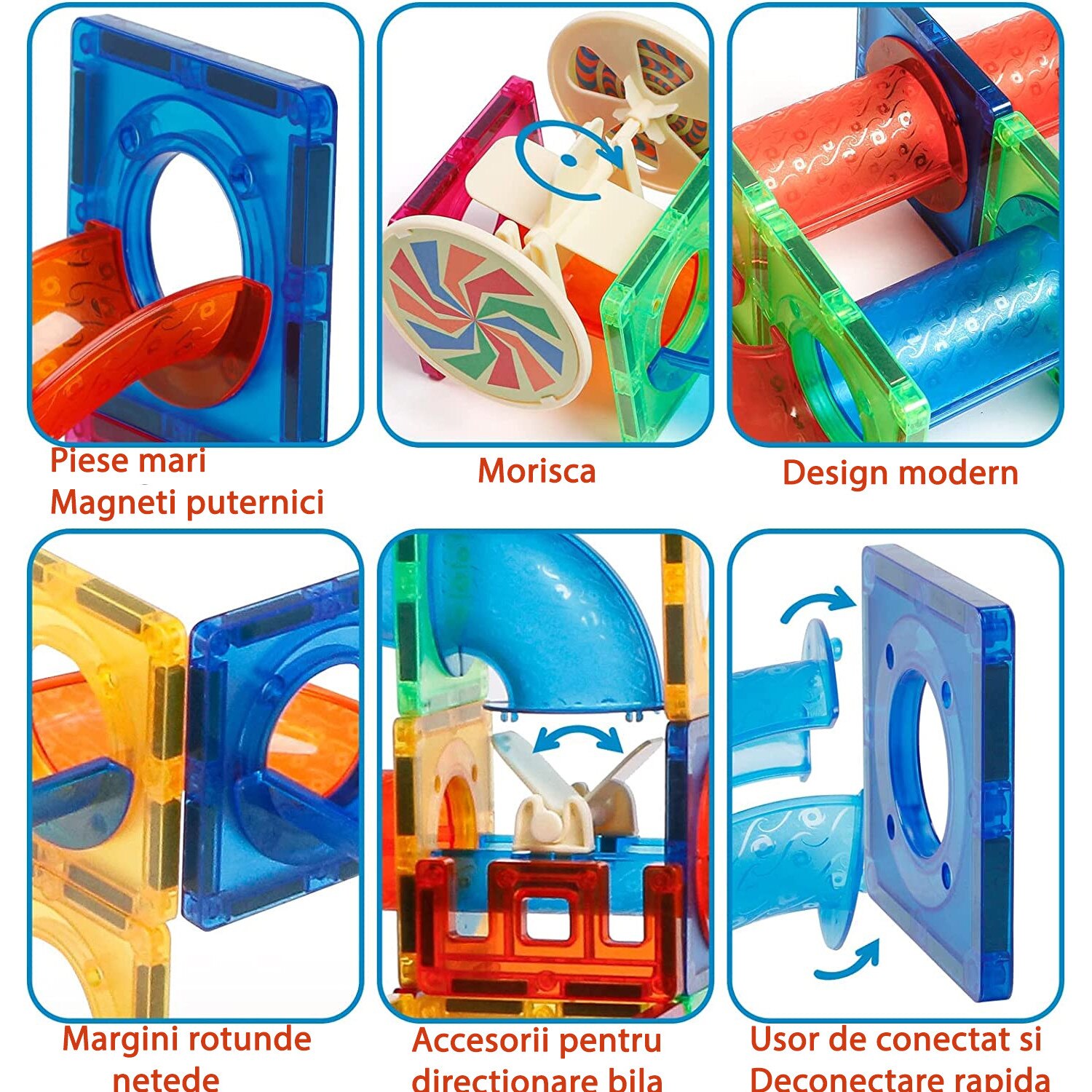 Set Inteligent De Constructie Cu Tuburi Si Mingi Colorate Magnetic Cu